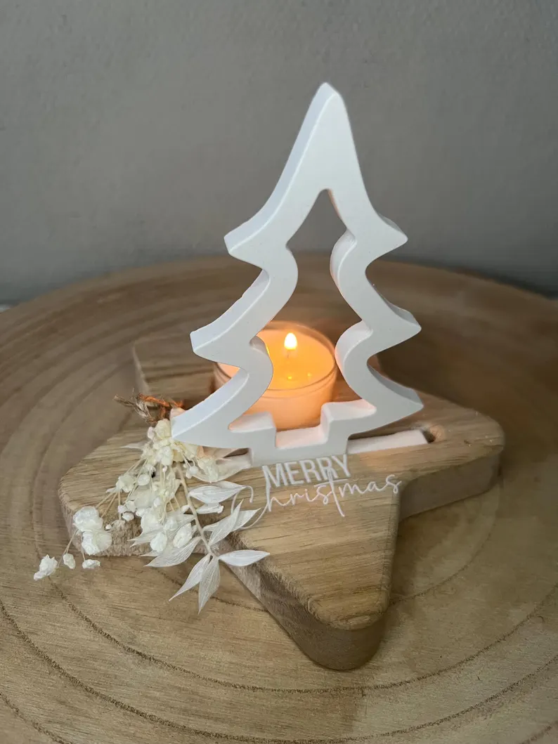 Geschenk | Weihnachten | Teelicht | Stern | Kerze | Holz | Kleinigkeit