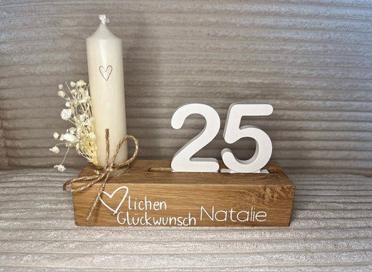 Kerzenhalter mit Zahl personalisierbar
