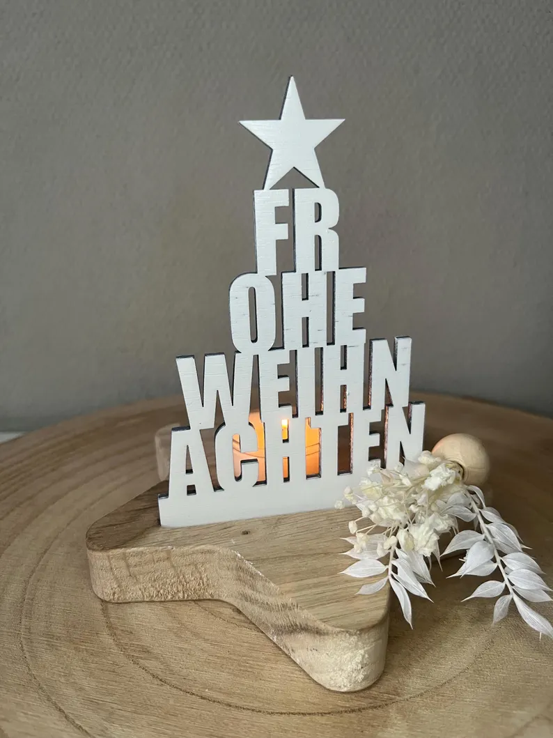 Geschenk | Weihnachten | Teelicht | Stern | Kerze | Holz | Kleinigkeit
