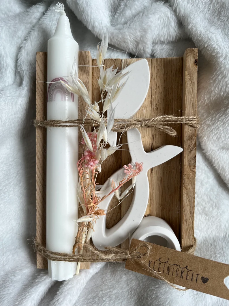 Geschenkset "Regenbogen" | Kerze mit Fischen | Taufe | Konfirmation