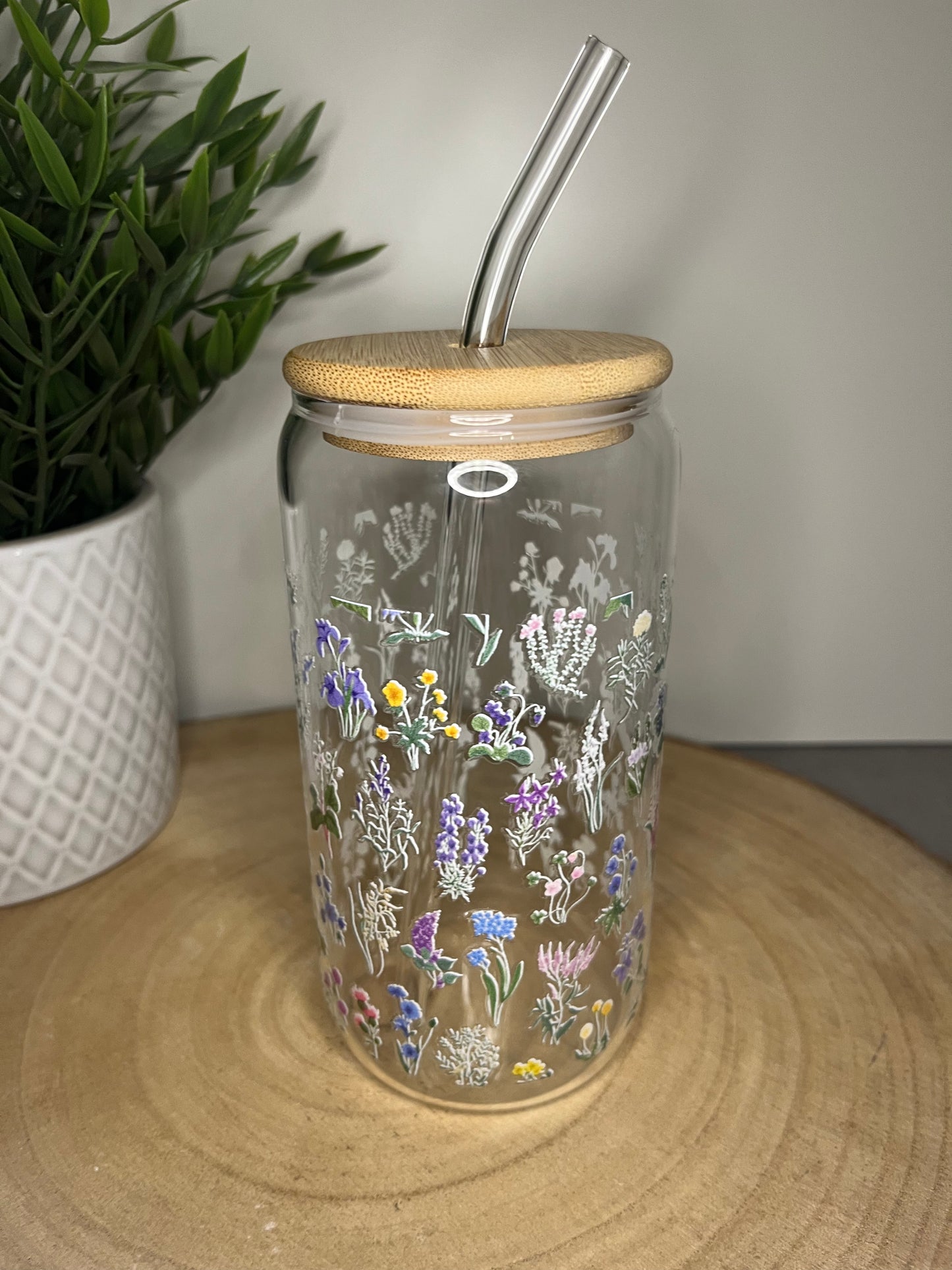 Glastrinkbecher Blumenwiese