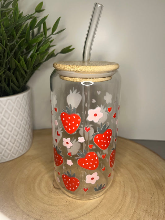 Glastrinkbecher Erdbeeren