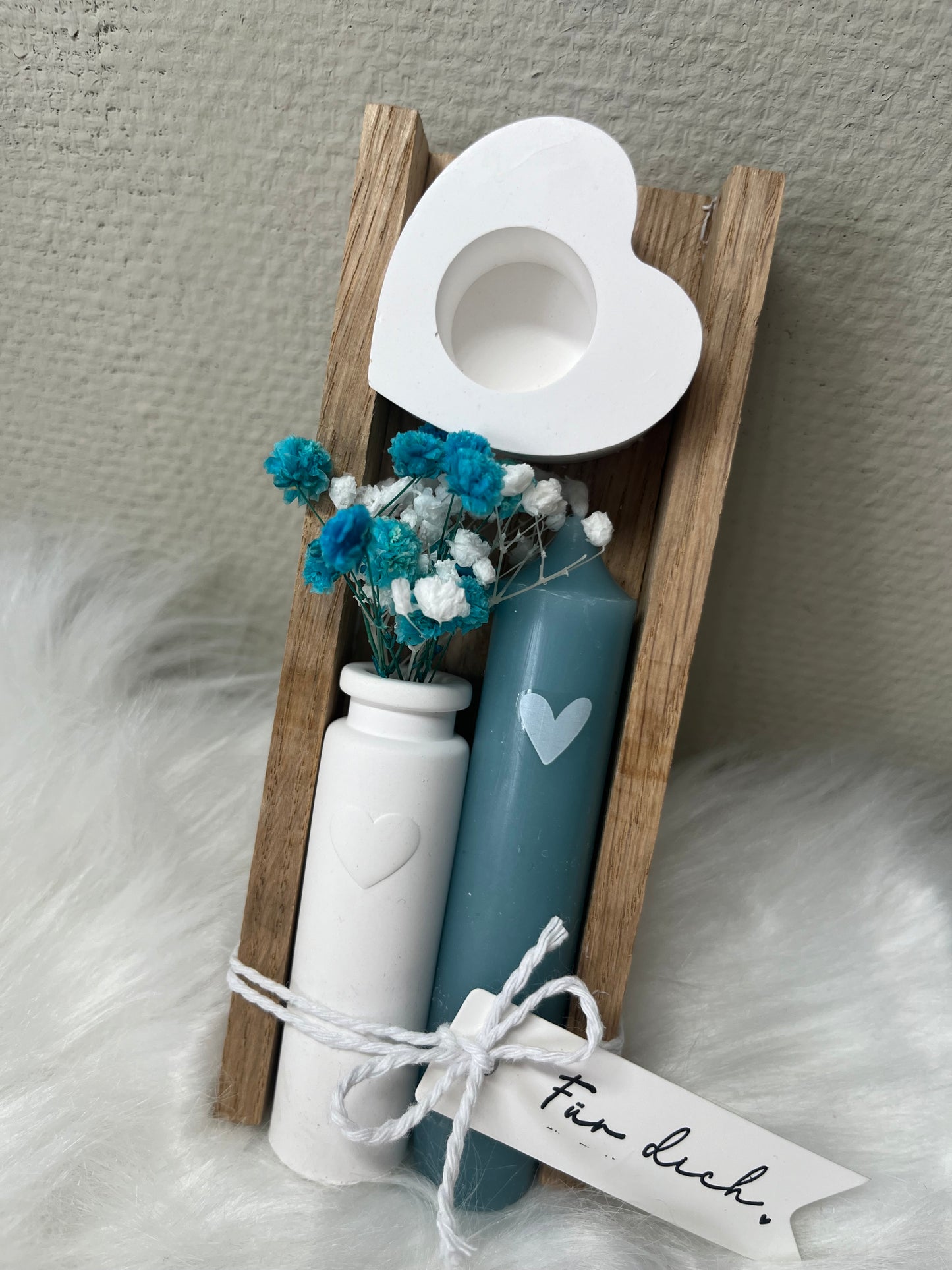 Geschenkset "für dich" | Kerze mit Kerzenhalter | Vase