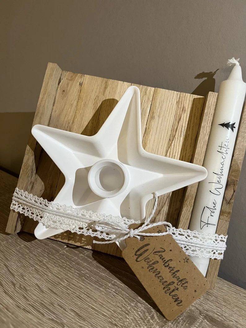 Geschenkset | Weihnachten | Weihnachtsteller | Stern | Kerze