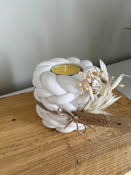 geflochtener Kerzenhalter | Kerzenhalter | Teelichthalter | gelb