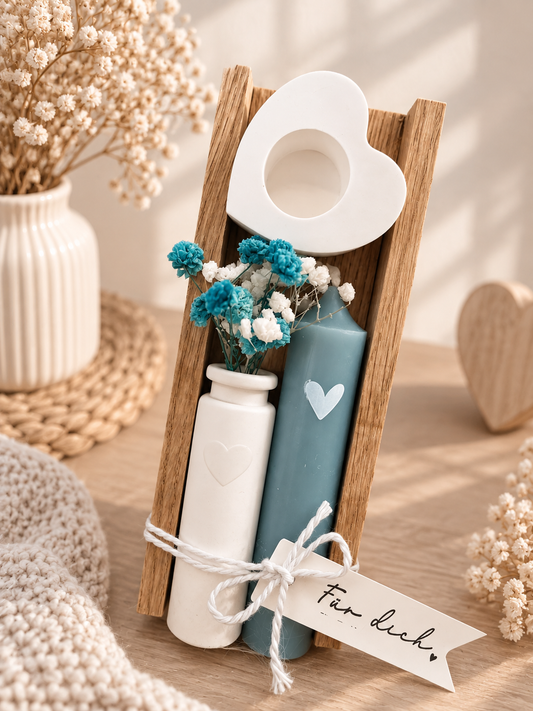 Geschenkset "für dich" | Kerze mit Kerzenhalter | Vase