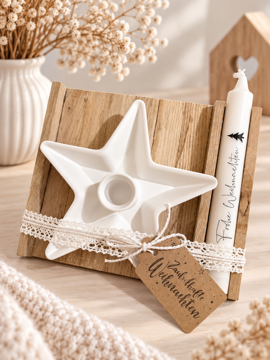 Geschenkset | Weihnachten | Weihnachtsteller | Stern | Kerze